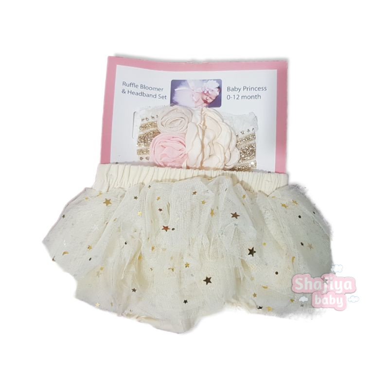 Ruffle Bloomer &amp; Headband Set 2in1 Baby Princess 0-12m