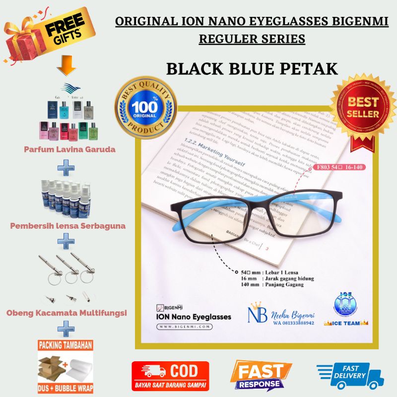 [TERLARIS] KACAMATA BIGENMI ION NANO PREMIUM 8 "BLACK BLUE PETAK"