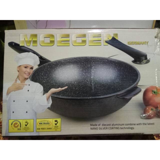 (3kg) Panci mogen | wok mogen marbel teflon 30cm