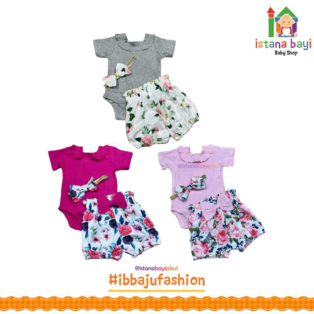 Catell Love Setelan Baby  + Bandana / Romper Bayi