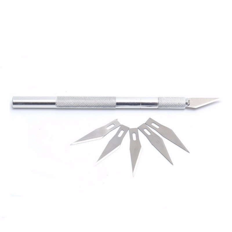 【GOGOMART】Metal Handle Hobby Craft Knife / Pisau Alat Ukir Seni -  4 Pcs Mata Pisau