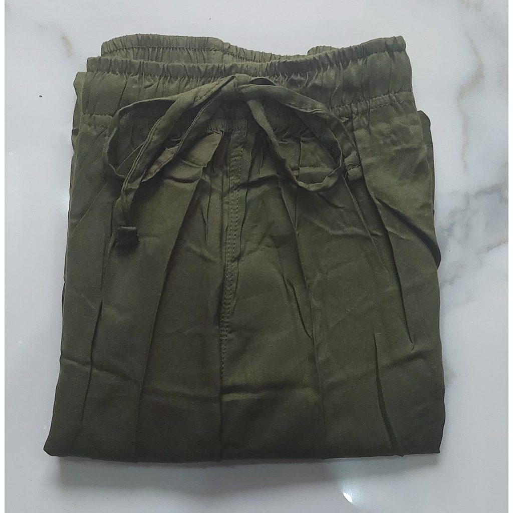 Uniqlo Drape Wide Pants - Kulot Panjang Wanita-ARMY