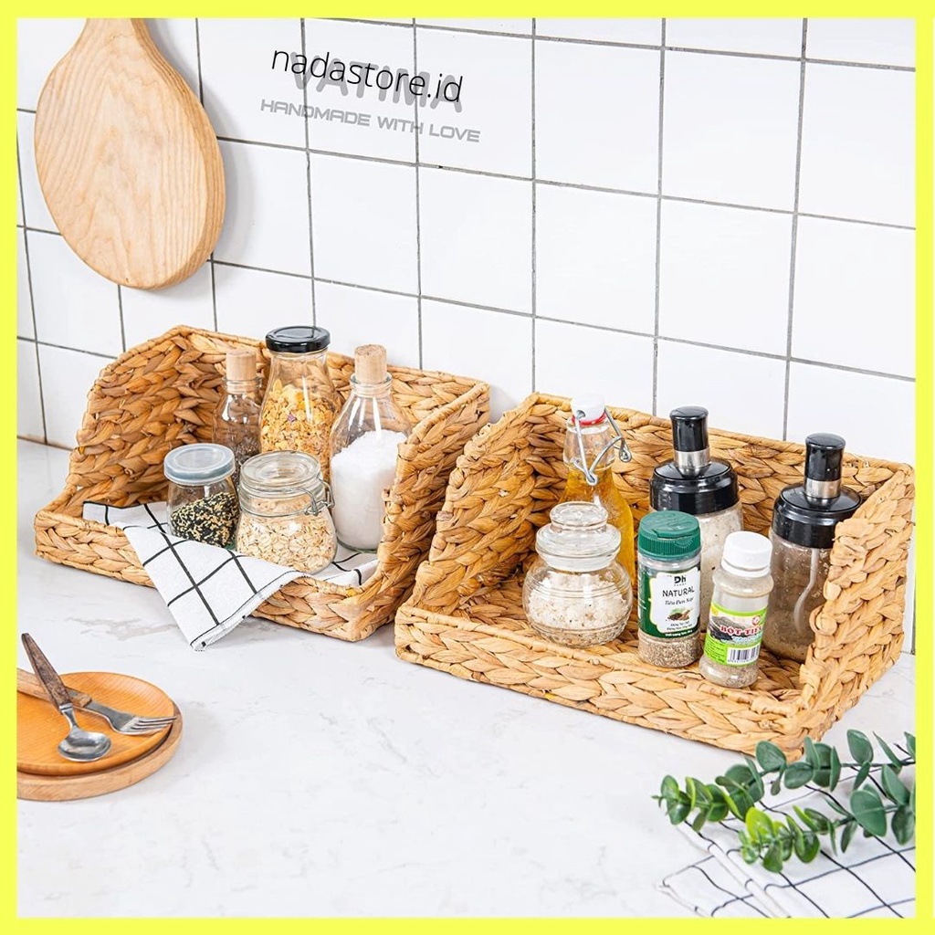 Hand Woven Organizing , Rack Bumbu , Laci , Decorative Wicker Storage Basket Water Hyacinth Wicker