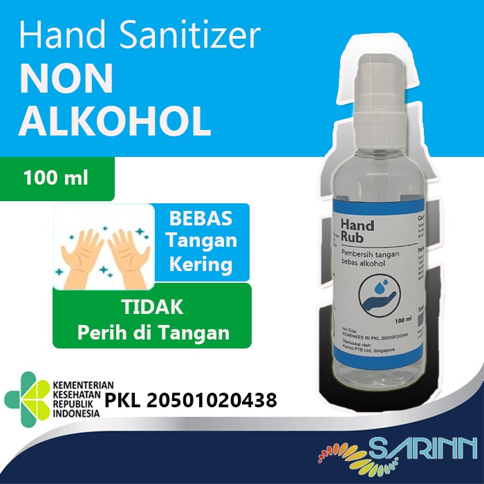 Hand Rub Hand Sanitizer non alkohol 100ml spray sanitiser sanitizier Made in Singapore ada izin Kemenkes RI