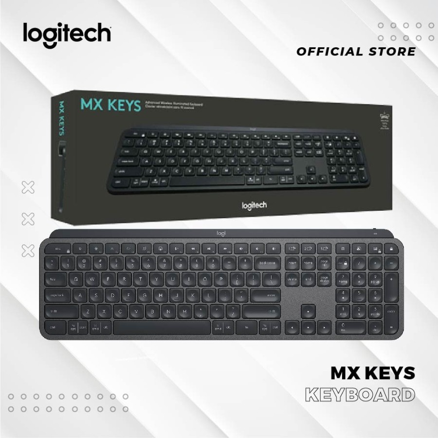 Logitech MX Keys Keyboard Wireless Bluetooth Backlit