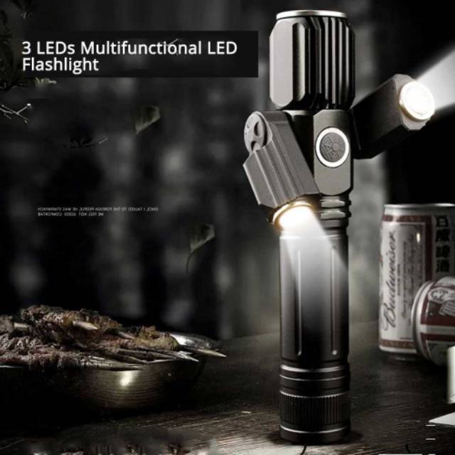 Senter LED Rotating Zoom Cree T6 + 2 x XPE 15000 Lm - KS-738