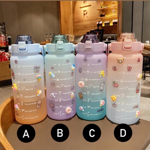 Botol Air Minum Gradient Gradasi Viral Motivasi Penanda Waktu 2 Liter / Botol Minum My Dream 1000ml 