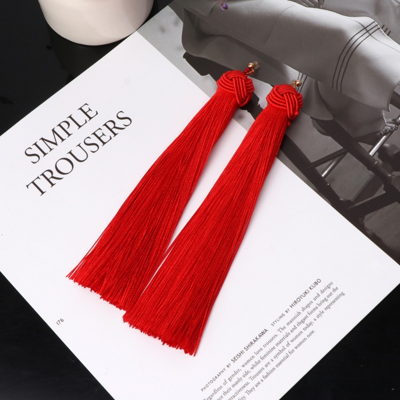 SIY  Bohemian Knotted Super Long Tassel Earrings Women Balls Beaded Fringe Jewelry