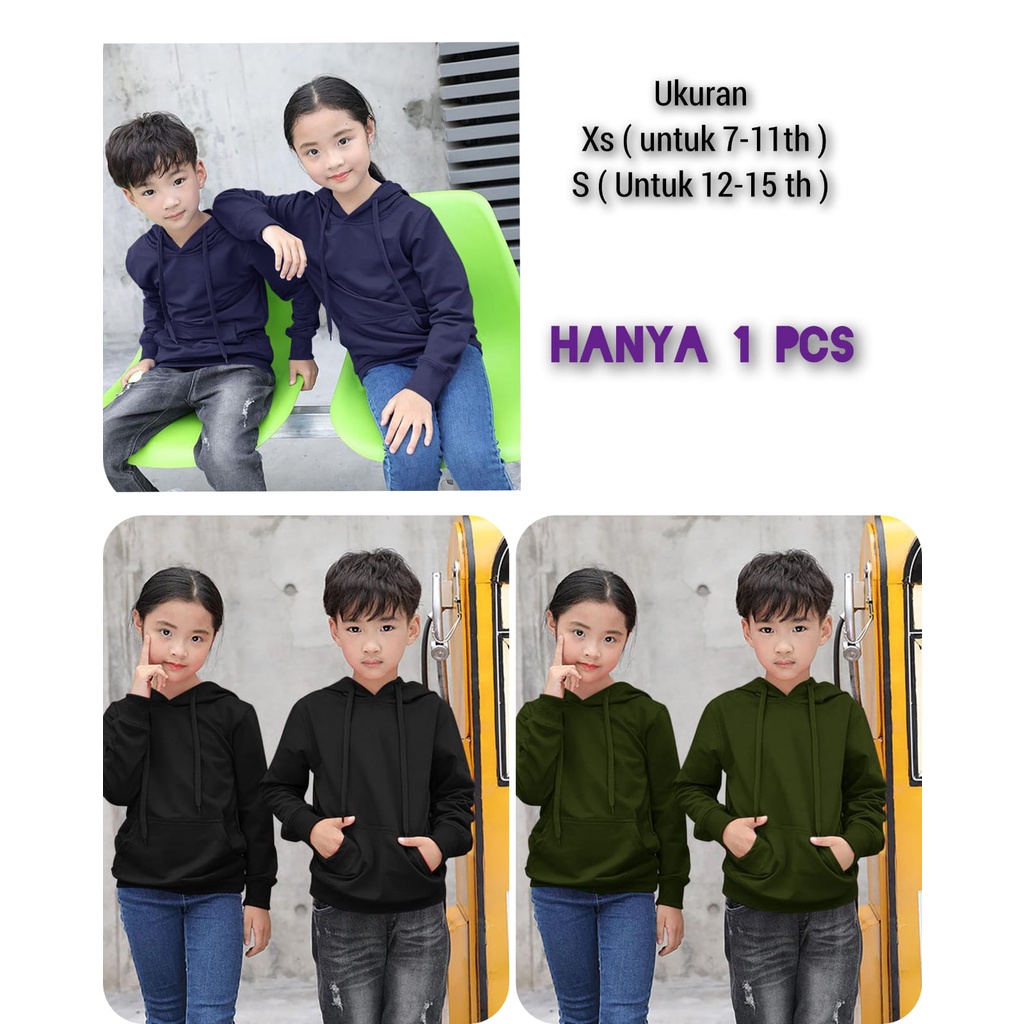 mukzhop - sweater  hoodie polos anak - [ 1 pcs  ] - hoodie anak - sweater anak termurah