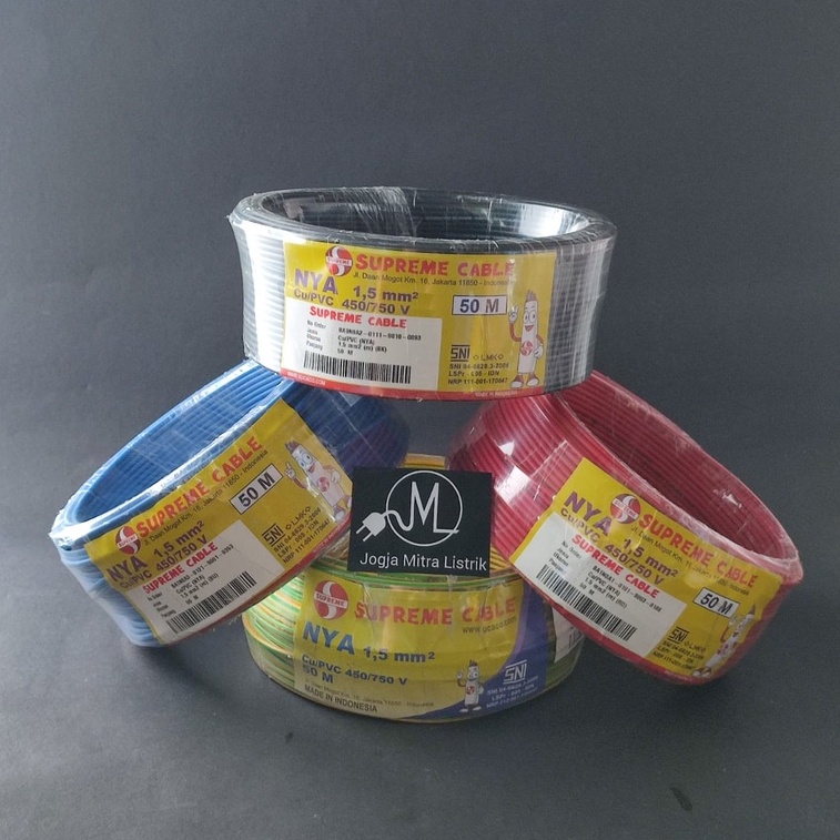 KABEL NYA SUPREME 1X1,5MM @50M WARNA MERAH BIRU KUNING HITAM