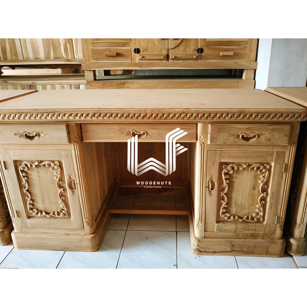 Meja Kantor Ukir Jati Jepara