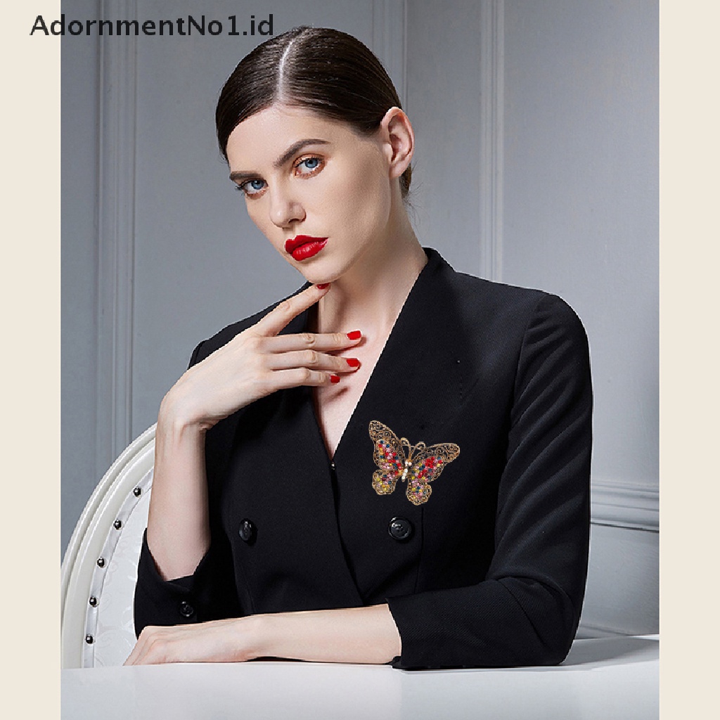 (AdornmentNo1) Bros / Pin Butterfly Kristal Mewah Untuk Aksesoris Pakaian (ID)