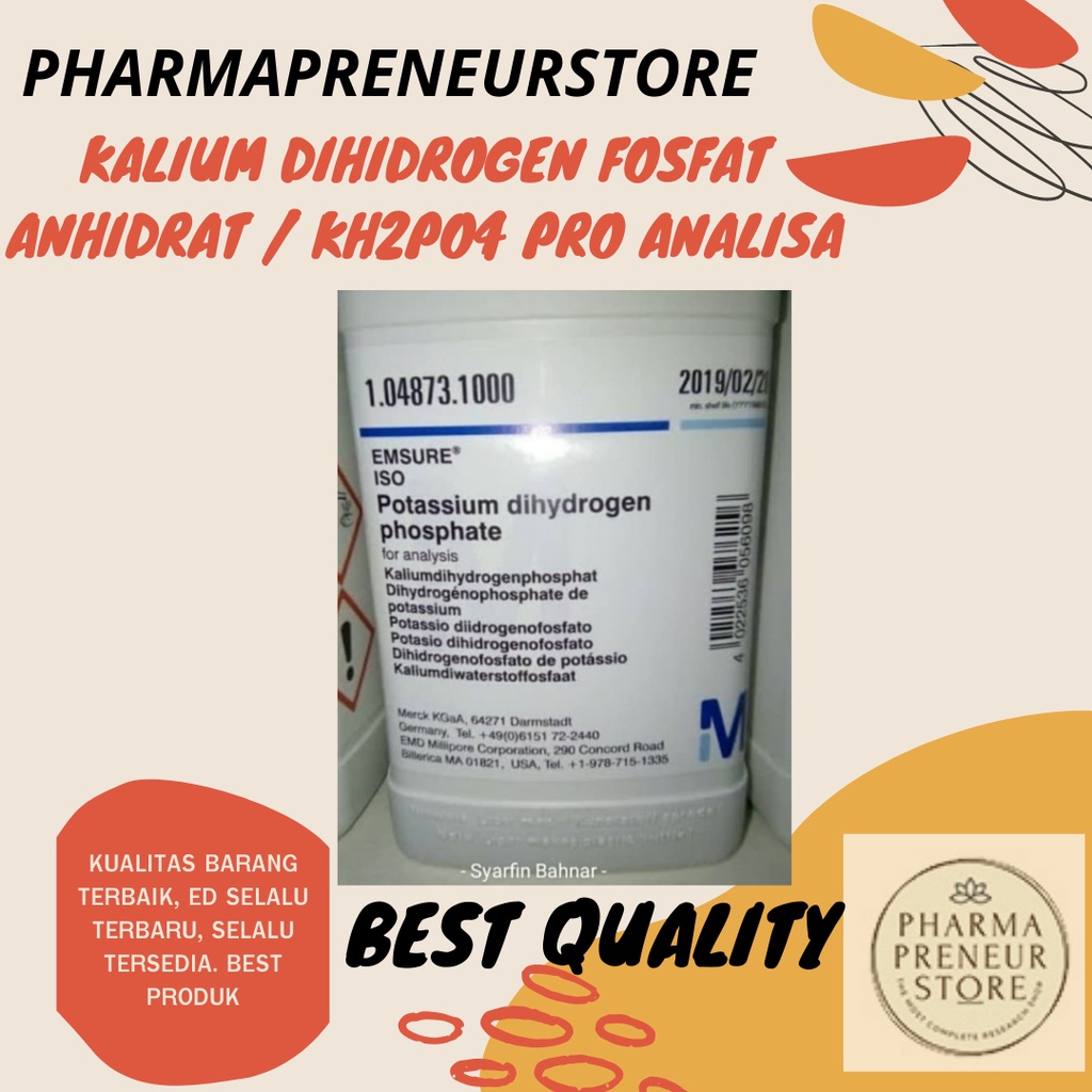 POTASSIUM DIHYDROGEN PHOSPHATE ANHYDROUS / KALIUM DIHIDROGEN FOSFAT ANHIDRAT PRO ANALISA 50 DAN 100 GRAM MERCK BEST QUALITY