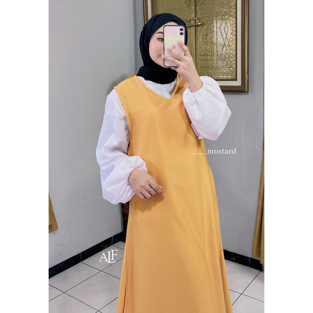 Sania Overall Dress | Basic Inner Dress Tanpa Lengan Gamis Manset Bisa Dalaman / Luaran