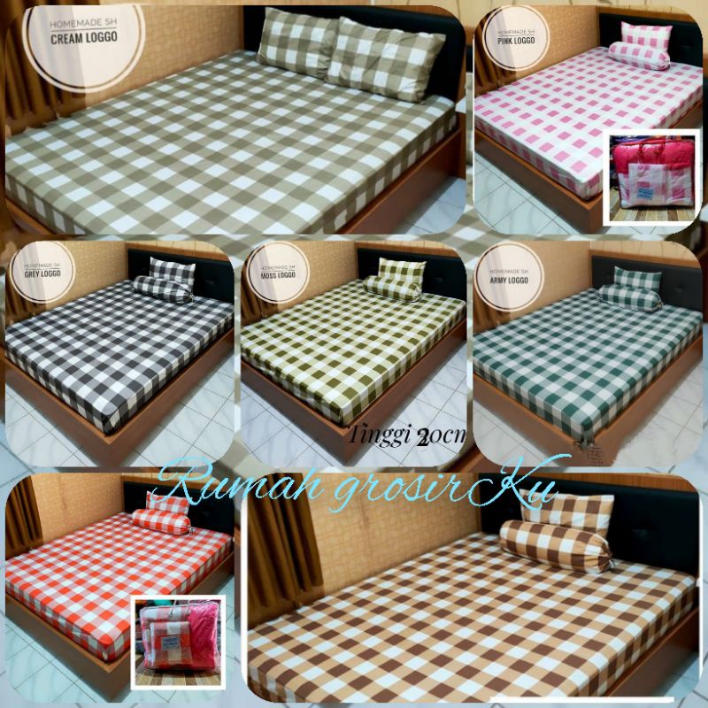 Sprei homemade Aesthetic Kotak kotak T20//SPREI MURAH/Motif Kekinian ready semua ukuran