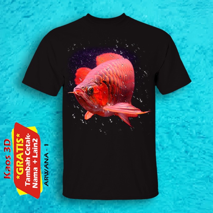 Kaos 3D Gambar Ikan AROWANA ARWANA - T-SHIRT ARWANA 