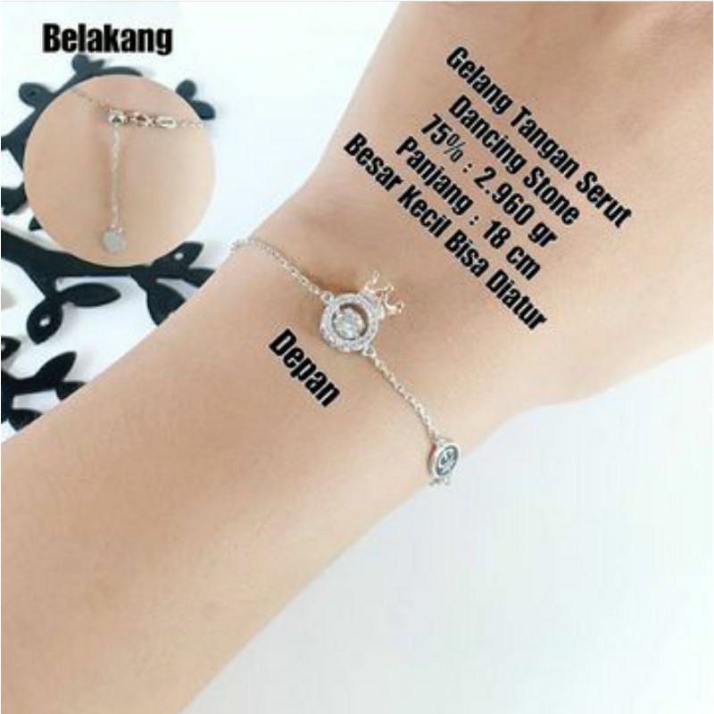 Rantai tangan dancing stone emas putih 750