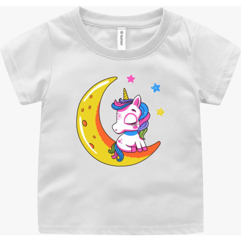 Kaos Anak Perempuan Umur 2 Sampai 10 tahun Unicorn Bulan T shirt Anak Cewek Baju Oblong Anak