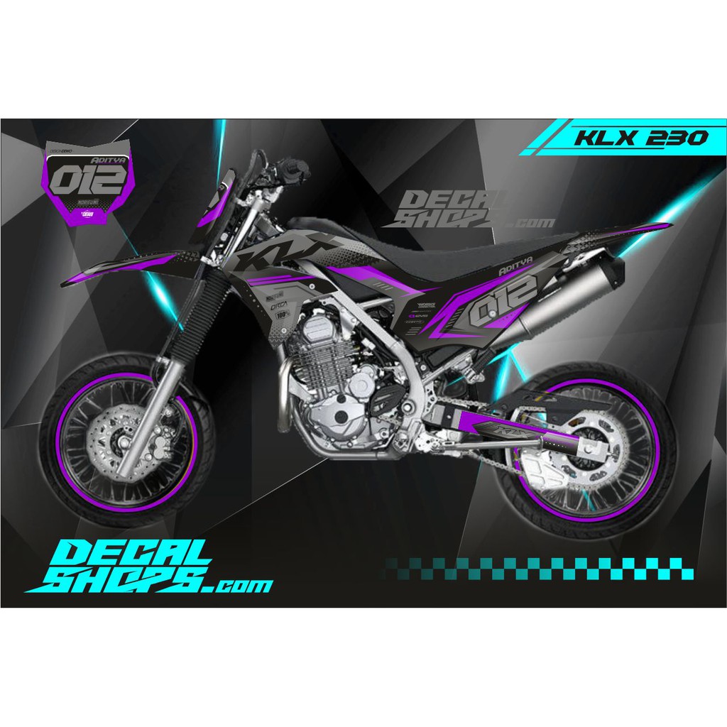 DECAL KLX 230  MURAH DECAL KLX 230 KEREN DECAL KLX 230 MERAH HITAM DECAL KLX 230 SUPERMOTO UNGU