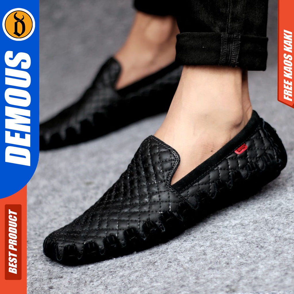 DEMOUS JIRAGA Sepatu Casual Slip On Kulit Asli Kerja Pria