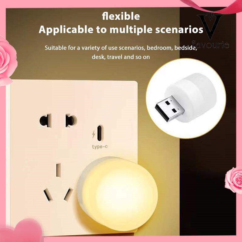 [COD]USB Plug Lamp Komputer Ponsel Lampu Pengisian Daya LED Pelindung Mata Lampu Baca Lampu Malam Bulat Kecil-FA