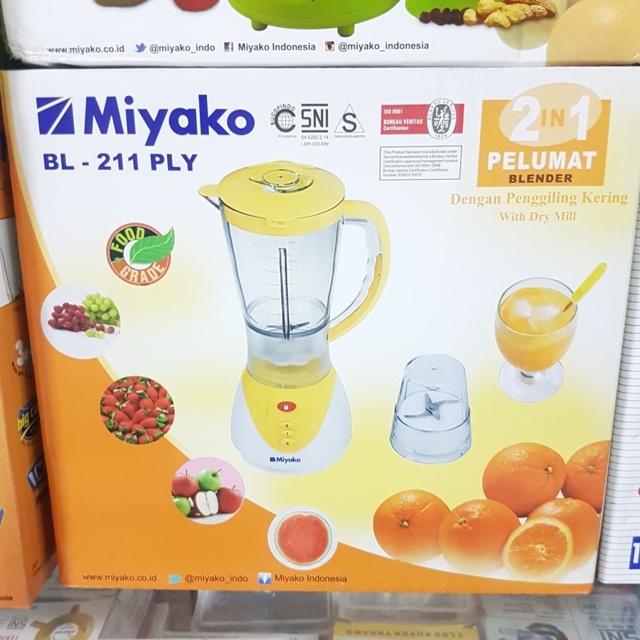 MIYAKO Blender Plastik 1,5 Liter BL 211 PLY - Garansi Resmi 1 Tahun