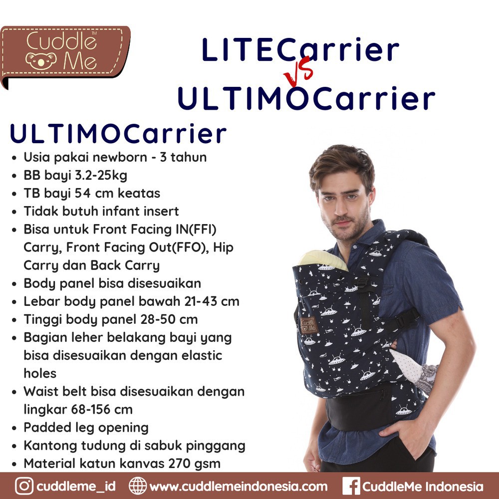 GENDONGAN BAYI - GENDONGAN KANGURU SSC M SHAPE ADJUSTABLE-CUDDLEME ULTIMO CARRIER