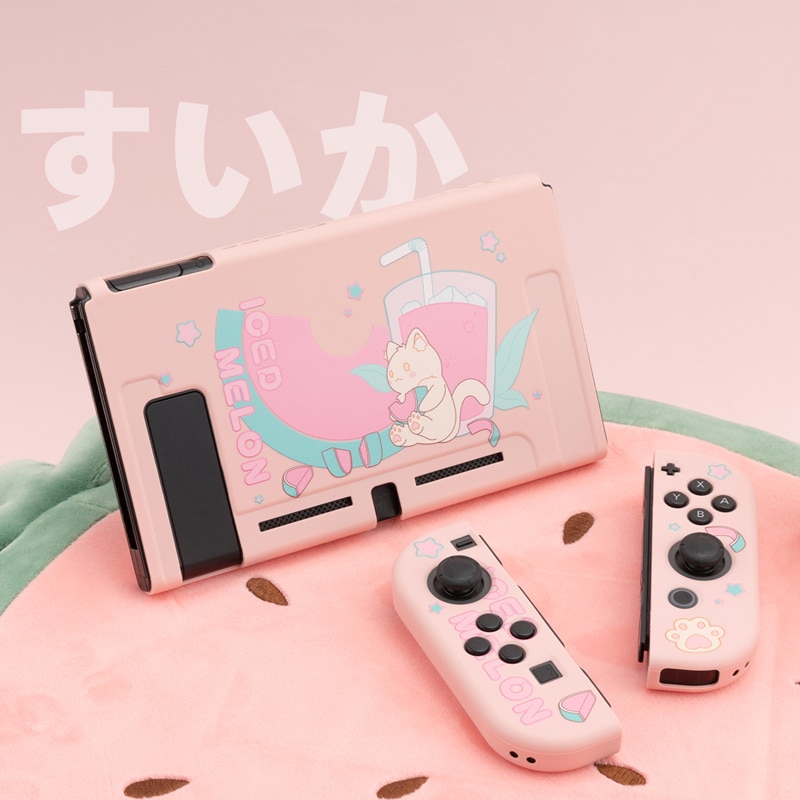 Casing Soft Case Tpu Motif Kartun Kucing / Semangka Pink Untuk Nintendo Switch