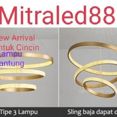 Lampu Gantung Led Modern Bulat 3 Ring/3Ring Minimalis Dekorasi Rumah