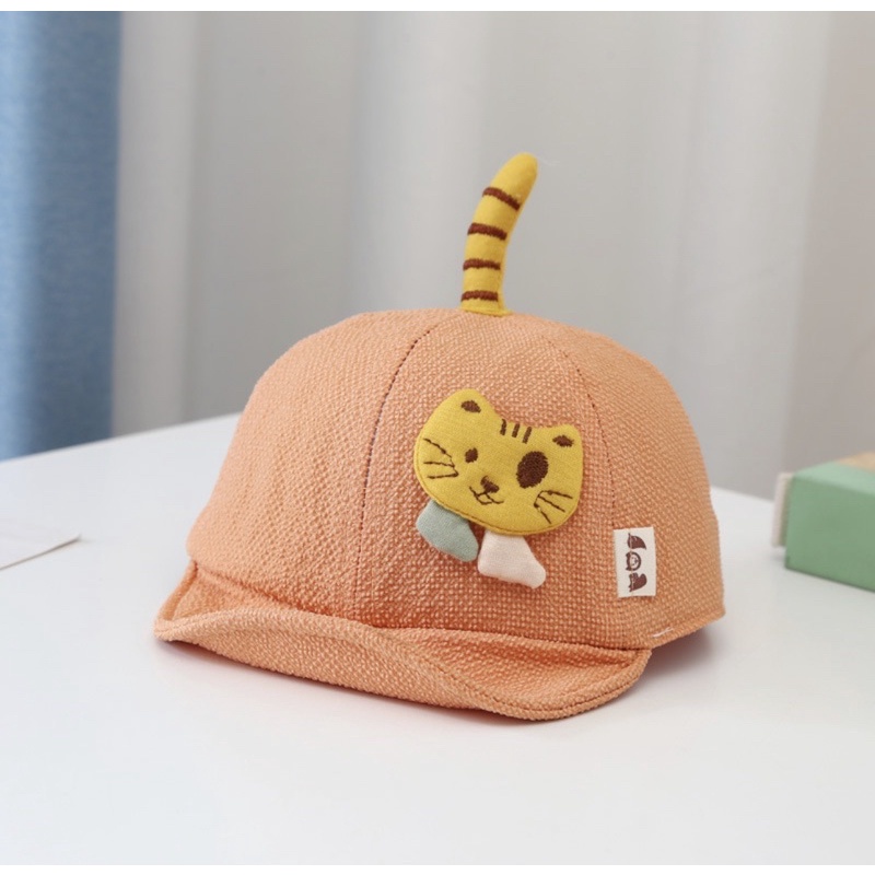 Topi Baseball Anak Bayi Balita Model Kucing Ekor Import Untuk Anak Laki Laki Anak Perempuan-Orange