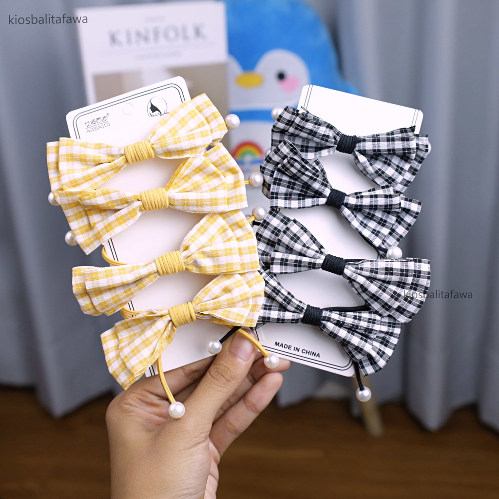 (SATUAN) Ikat Rambut Chibi - Aksesoris Kunciran Simpul Anak Perempuan kualitas Import Gaya Elegant Korea Pita Square Balita Wanita Lucu Murah Babycinnamon