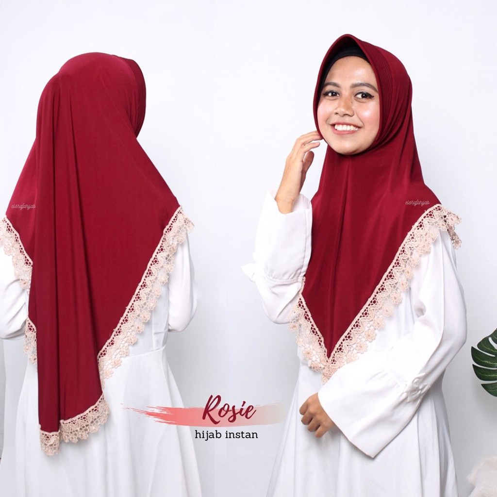 JILBAB INSTAN JERSEY TERBARU / KERUDUNG INSTAN BERGO / HIJAB INSTAN RENDA ROSIE