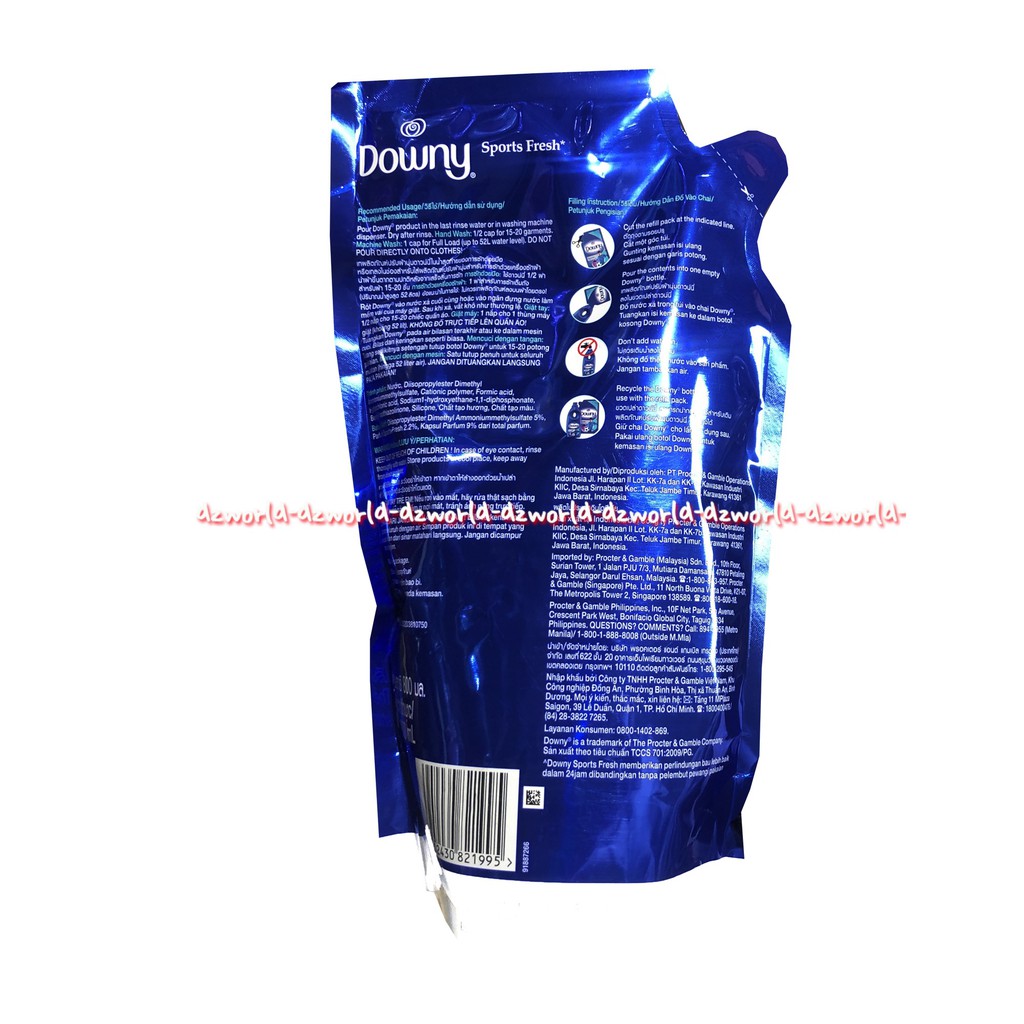 Downy Sport Softener 650ml Refill Untuk Pakaian Baju Olahraga Downi Sport Dow ny Pewangi Pakaian Soft Tener