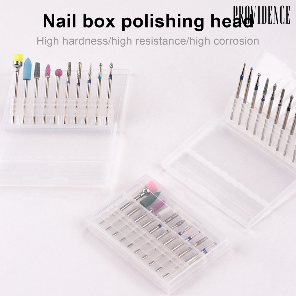 Providence 10Pcs/Set Manicure Polisher Impact Resistance Excellent Durability Tungsten Steel Nail Drill Bites Set for Women