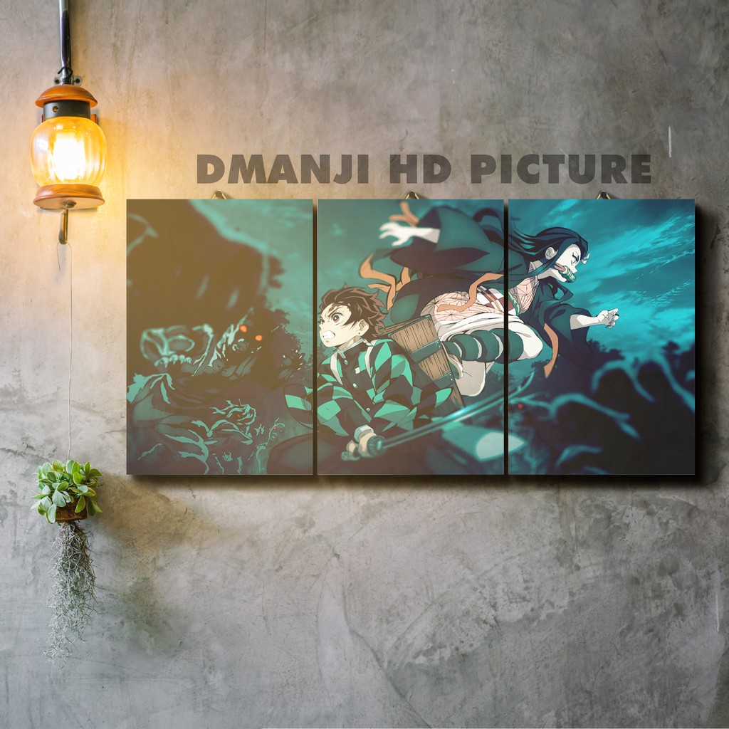 POSTER KAYU MULTIPANEL KIMETSU NO YAIBA / 60X30 / HIASAN DINDING DEMON SLAYER / PAJANGAN KAMAR ANIME-HD - KNY 83