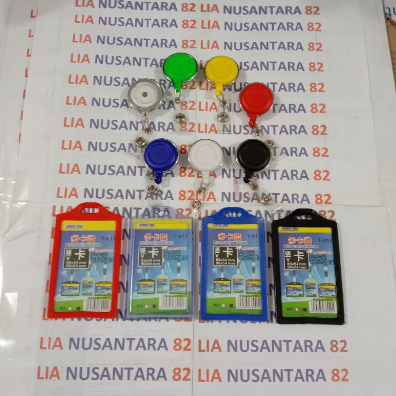 

casing id card karet 2 sisi dengan paket yoyo id list silver putar