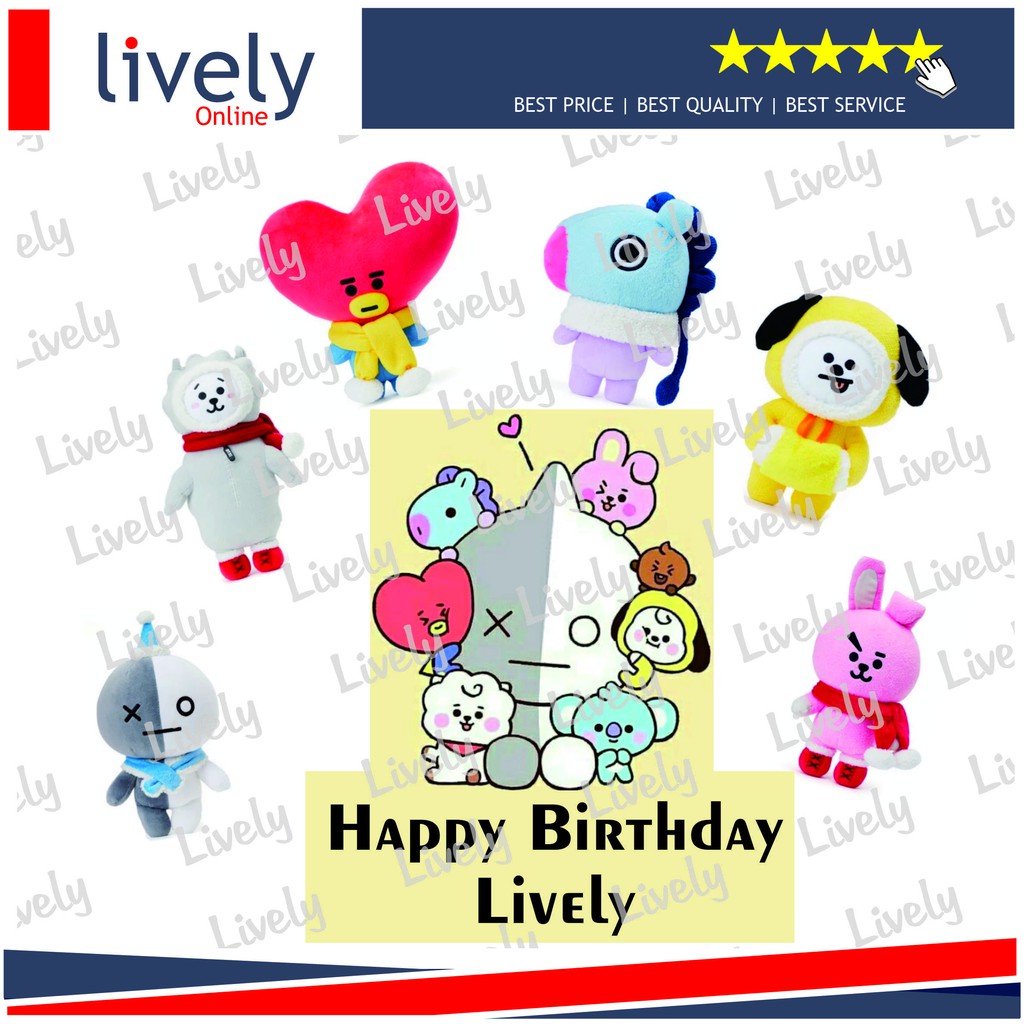 CUSTOM NAMA CAKE TOPPER KARAKTER HIASAN KUE BT21 01 HBD HAPPY BIRTHDAY