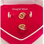 (COD)Anting jepit donat anak/remaja warna Rose gold kilau perak asli 925/Silver lapisan emas kuning murni