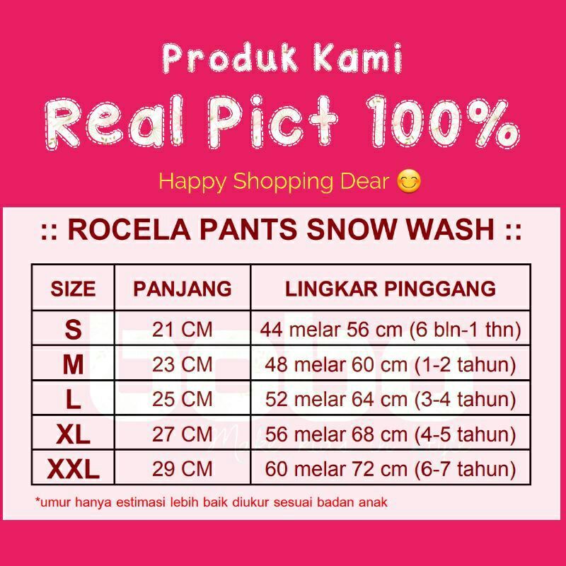 Pakaian Bawahan Rocela Jeans Snow Rok Celana Anak Perempuan Untuk Usia 1-7 Tahun