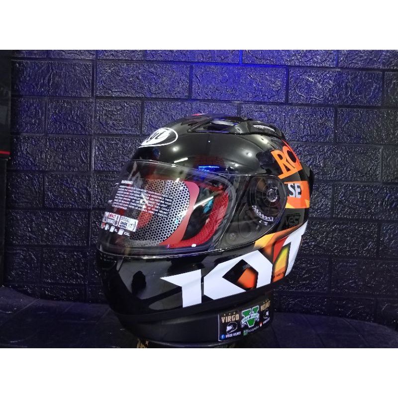KYT HELM RC7#19 BLACK WHITE ORANGE ORIGINAL KYT SNI DOT