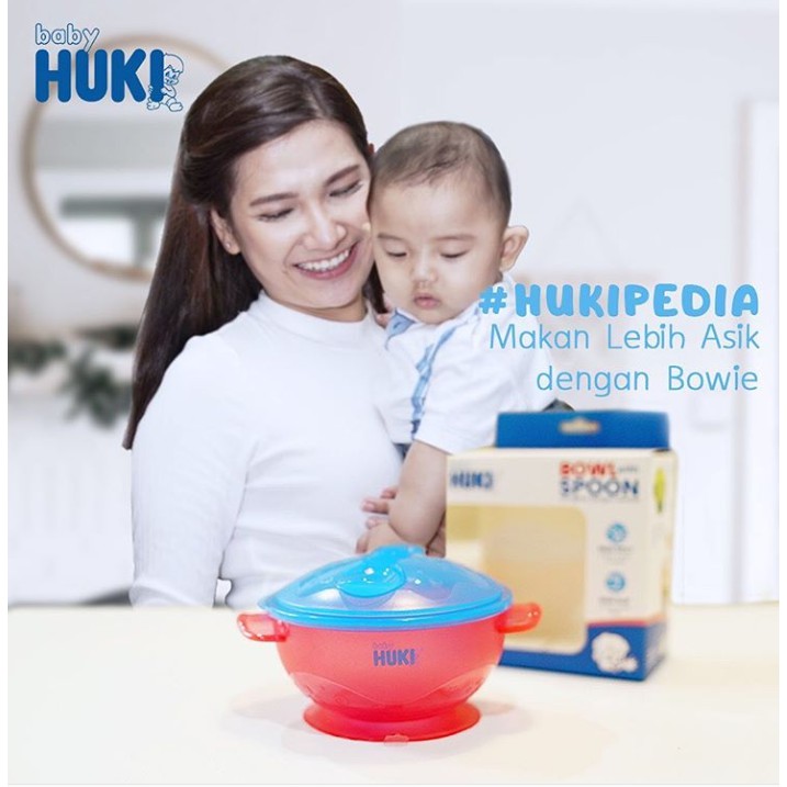 Set Mangkok Sendok Bayi BABY HUKI BOWIE with Spoon Fork non Split and Non Slip mangkuk