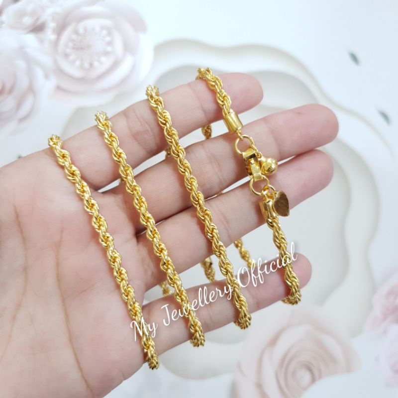 Gelang Rantai Tambang Replika Emas 24k