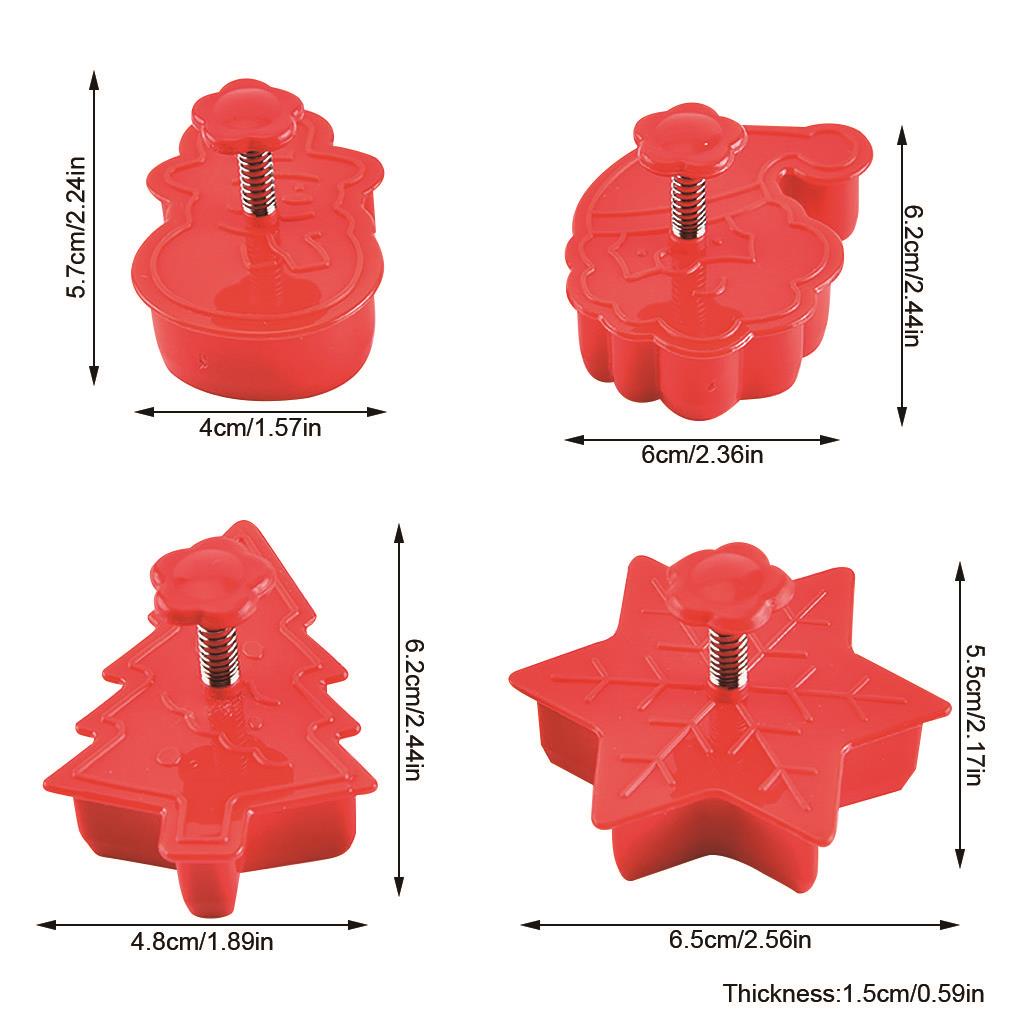 (house2020) 4pcs Cetakan Kue / Coklat / Biskuit / Es Batu Bentuk Santa Claus Untuk Natal / Thanksgiving