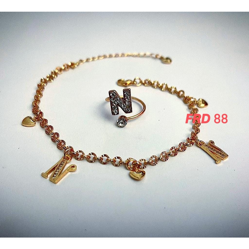 GELANG TANGAN HURUF + CINCIN HURUF ALFABET A-Z MASA KINI ACCESSORIES WANITA