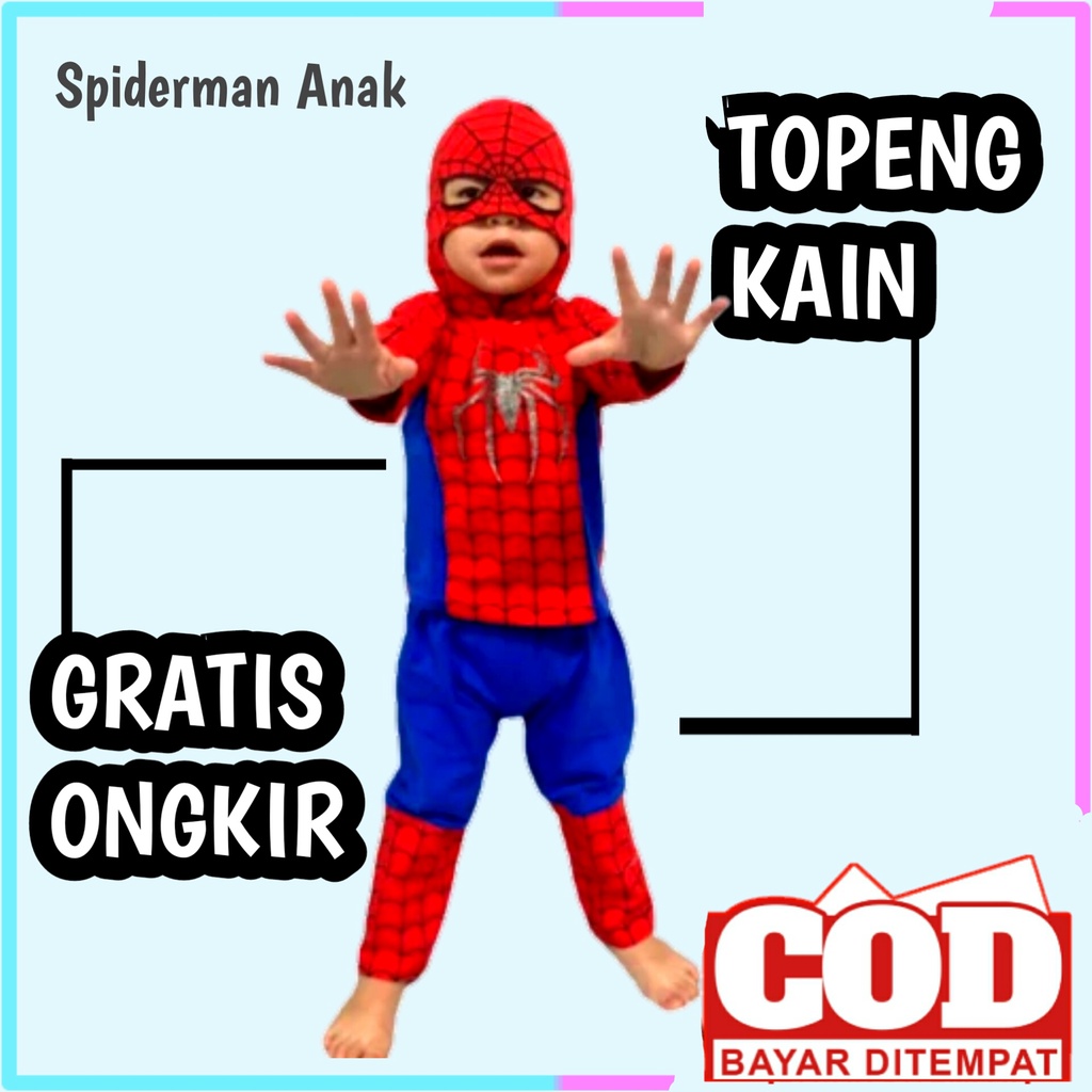 Baju Kostum Spiderman Superhero Anak Laki Laki