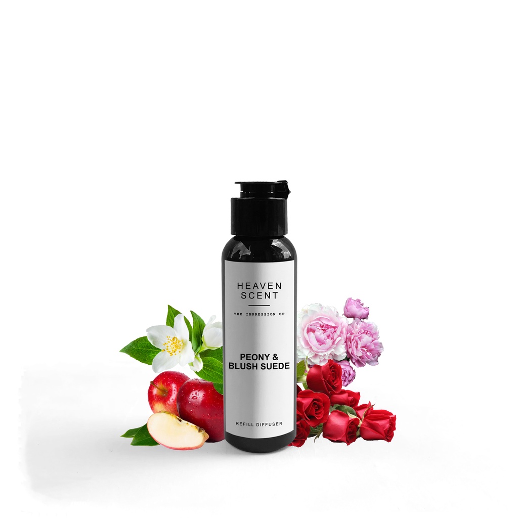 HEAVEN SCENT Refill Luxury Reed Diffuser 100 ml - Pengharum Ruangan Aromaterapi Inspired by Fragrance-Peony Blush & Suede
