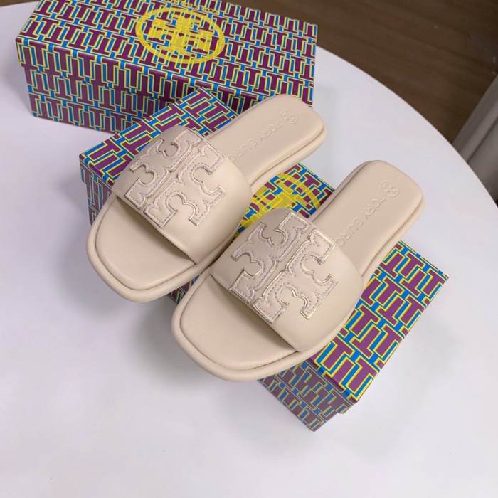 Sandal Tory burch sandals slippers fashion women's shoes flat shoes - 1-White, 37size=23.5cm