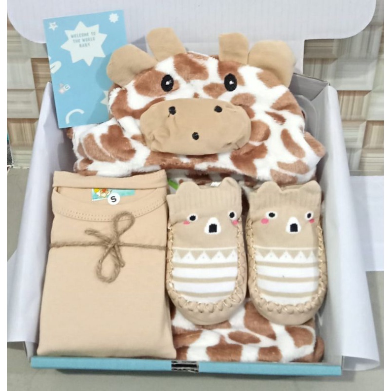 Hampers Bayi Newborn Baby Gift Set Selimut Kado Kelahiran Bayi Laki-laki Perempuan-Selimut Coklat