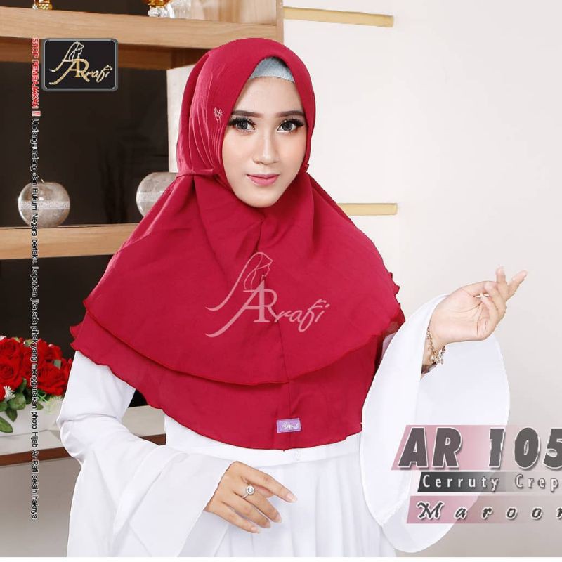 Hijab arrafi kode AR 105 standar hijab instan original || INAYAHHIJAB-Maroon