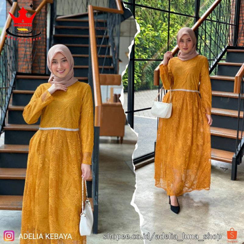 PB&gt; GAMIS KEBAYA ANGGUN / KEBAYA BRUKAT / BAJU GAMIS MODERN / BAJU GAMIS LIS PINGGANG / KEBAYA PESTA